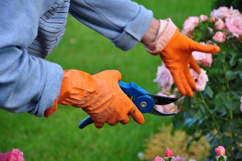 Landscapers working on a Holborn outdoor space